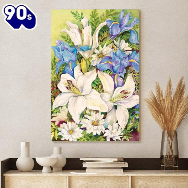 A Blue And White Mix Canvas Poster Wall Art  Gift Christmas