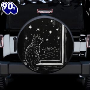 A Cat Sitting At The Window Car Spare Tire Covers Gift For Campers