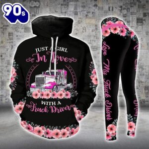 A Girl In Love With Truck Driver All Over Print Leggings Hoodie Set Outfit For Women Gift Xmas