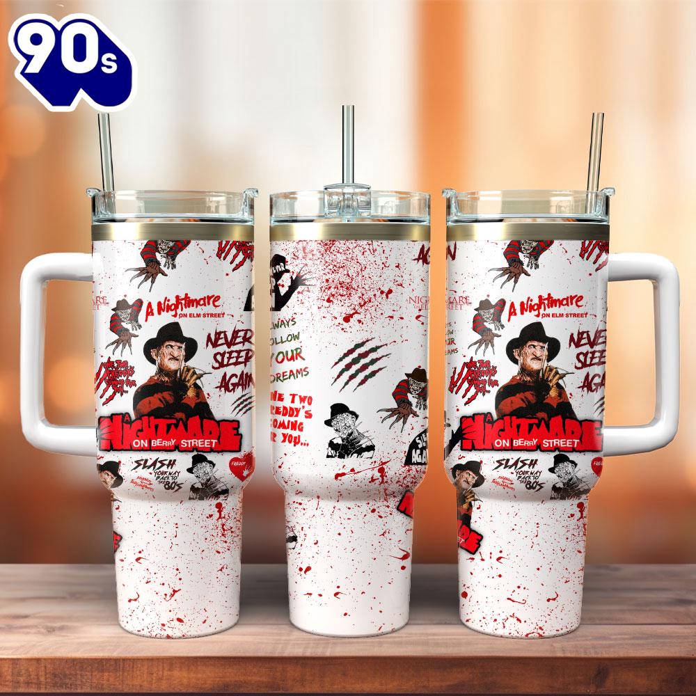 A Nightmare On Elm Street Movie Custom Stanley Quencher 40oz Stainless Steel Tumbler With Handle 1 For Fans A Nightmare On Elm Street Movie Custom Stanley Quencher 40oz Stainless Steel Tumbler With Handle 1 For Fans