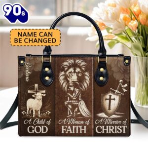 A Woman Of Faith Custom Name Leather Handbags For Women, Christian Bags  Gift For Women Christmas