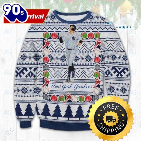 Aaron Jugde New York Yankees Ugly Christmas Sweater, New York Yankees Ugly Sweater, MLB Christmas Sweater