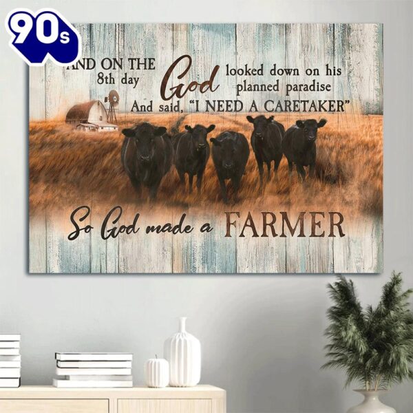 Aberdeen Angus Canvas Tranquil Farm God Looked Down On His Planned Paradise Canvas Wall Art  Gift Christmas