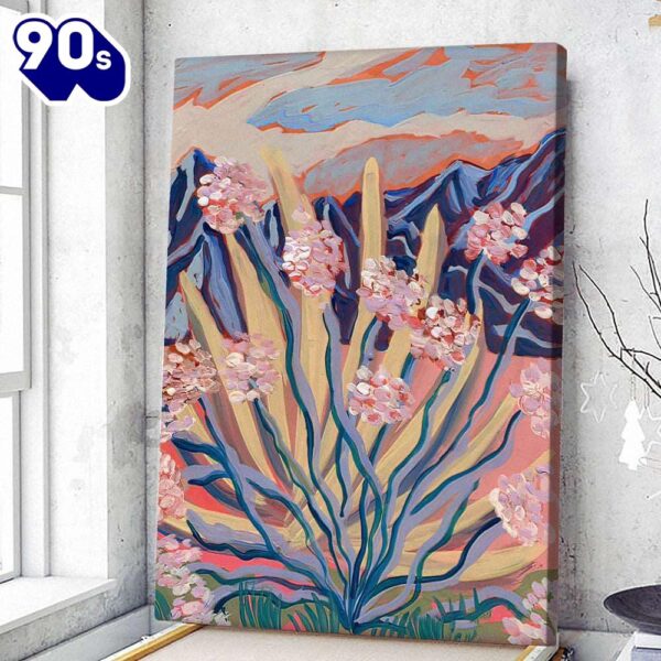 Abstract Desert Botanical Wrapped Canvas, Vintage Midcentury Modern Southwestern Wall Art  Gift For Christmas