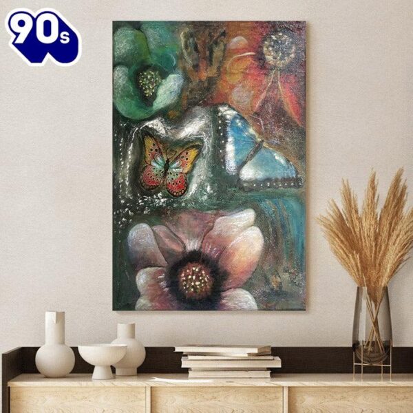 Abstract Original Painting Butterfly Mixed Media Canvas Wall Art  Gift Christmas