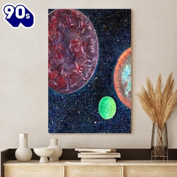 Abstract Space Art Planets Painting Canvas Poster Wall Art  Gift Christmas