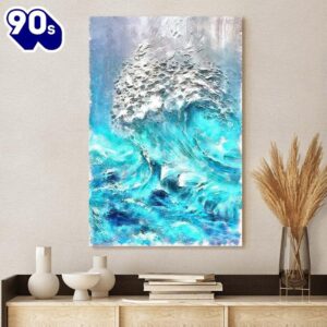 Abstract Waves Painting Canvas Wall…