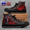 Acdc Rock Band, Acdc High Way To Hell Red Shoes, Acdc High Top Canvas Shoes  For Fans