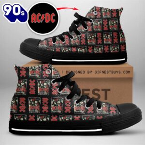 Acdc Rock Band, Acdc Higway To Hell, Acdc High Top Canvas Shoes  For Fans