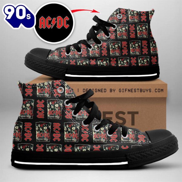 Acdc Rock Band, Acdc Higway To Hell, Acdc High Top Canvas Shoes  For Fans