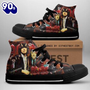Acdc Rock Band, Acdc Members, Acdc High Top Canvas Shoes  For Fans