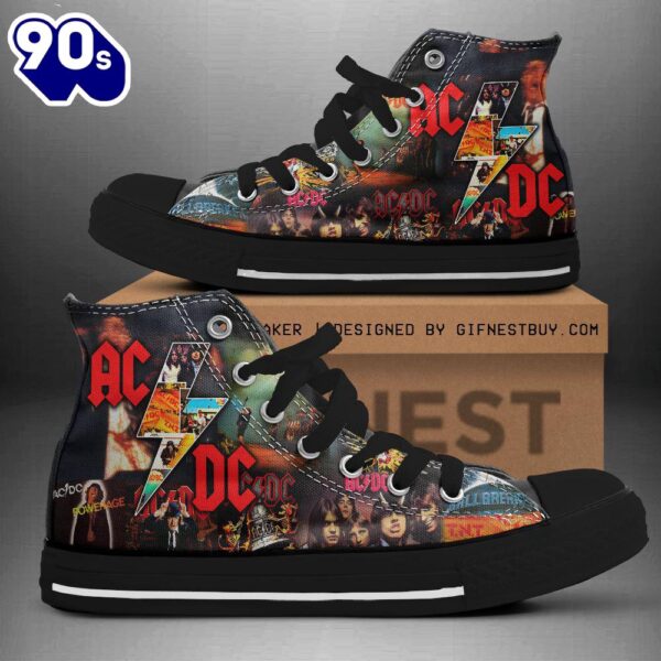 Acdc Rock Band, Acdc Power Age, Acdc High Top Canvas Shoes For Fans