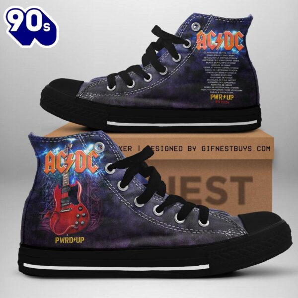 Acdc Rock Band, Acdc Pwrd Up Shoes, Acdc High Top Canvas Shoes  For Fans