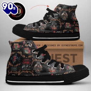 Acdc Rock Band, Acdc Symbol Black Shoes , Acdc High Top Canvas Shoes  For Fans