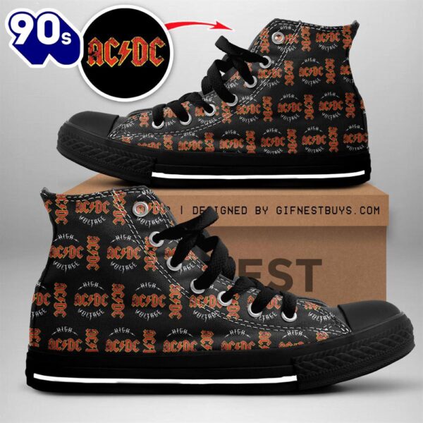 Acdc Rock Band, Acdc Voltage, Acdc High Top Canvas Shoes  For Fans