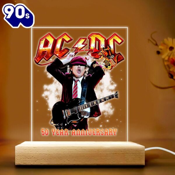 Acdc Tour Music Led Light With Wooden Base Gift Christmas  Gift For Christmas