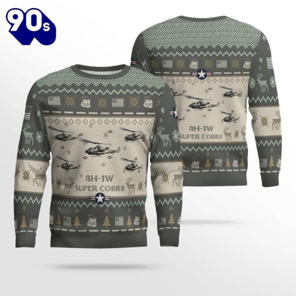 Merry Christmas  Air Force Ugly Christmas Sweater, AH-1W Super Cobra AH1W Aircraft  Ugly Christmas Sweater