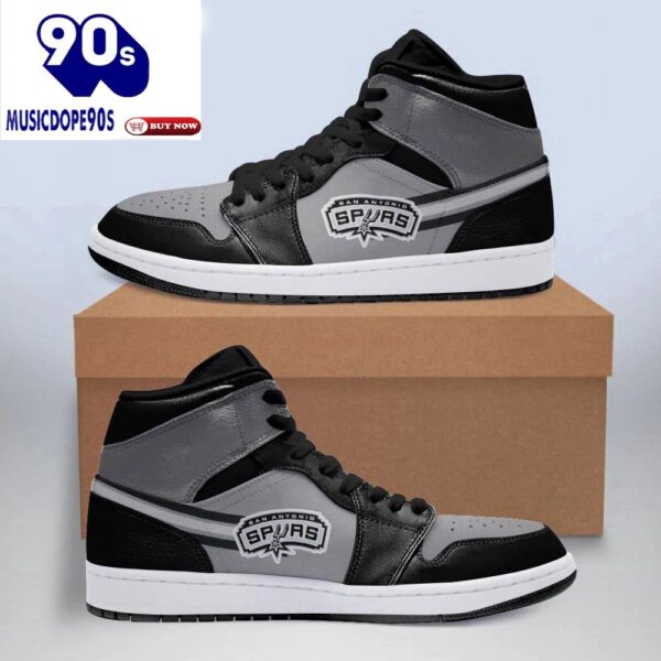 Air JD Hightop Shoes NBA San Antonio Spurs Black Silver Air Jordan 1 High Sneakers For Men Women