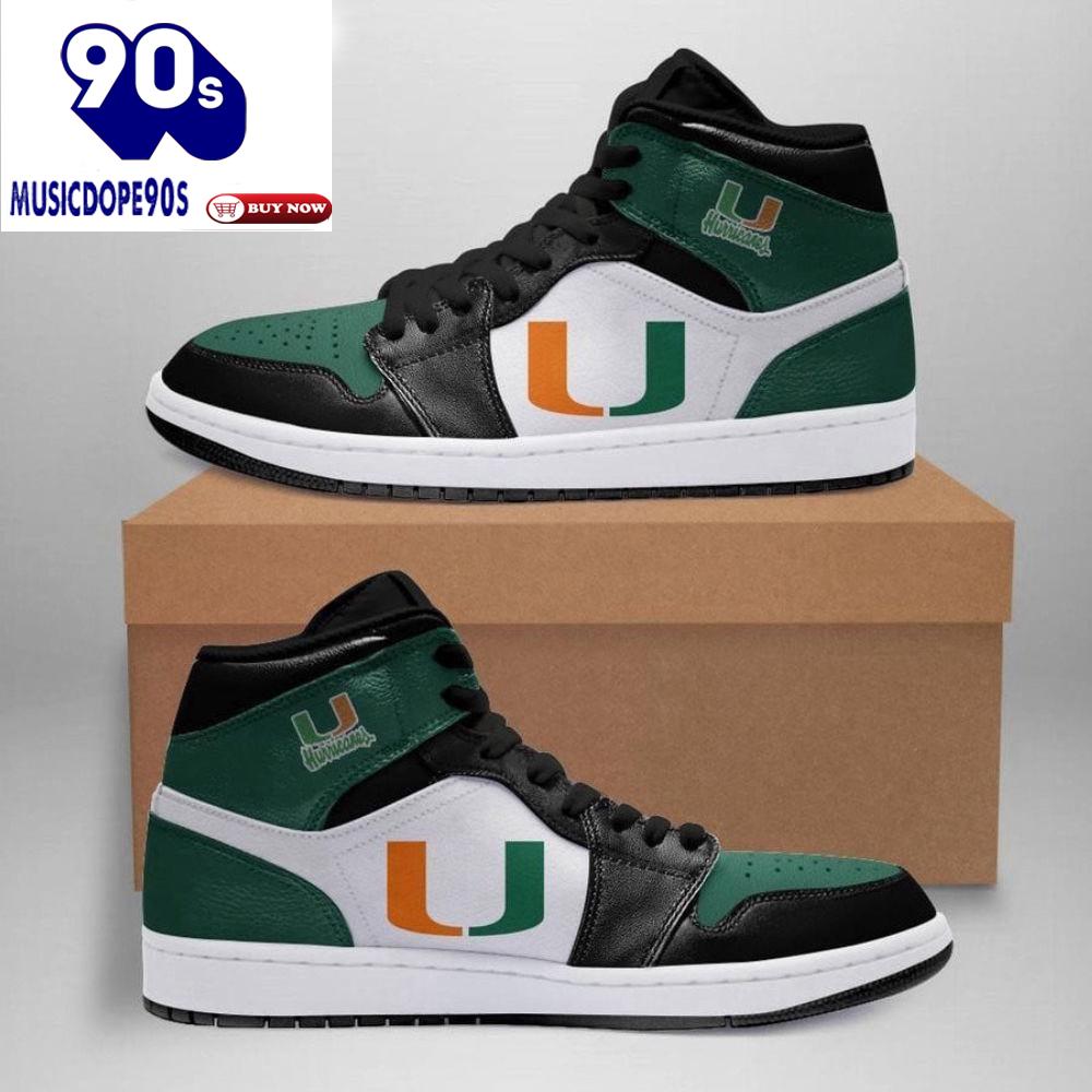 Air JD Hightop Shoes NCAA Miami Hurricanes Air Jordan 1 High Sneakers For Men Air JD Hightop Shoes NCAA Miami Hurricanes Air Jordan 1 High Sneakers For Men