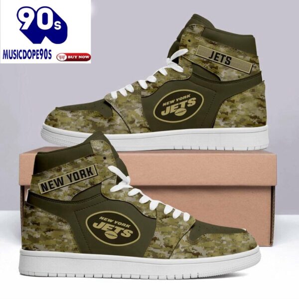 Air JD Hightop Shoes NFL New York Jets Camo Air Jordan 1 High Sneakers For Men