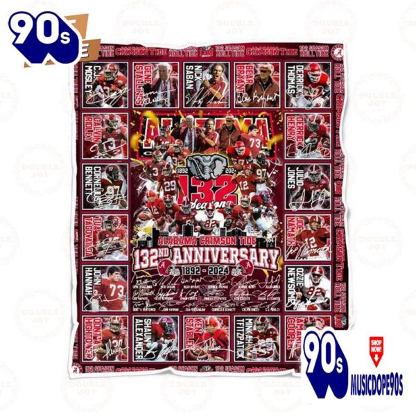 Alabama Crimson Tide 132th Anniversary 1892 – 2024 Fleece Blanket