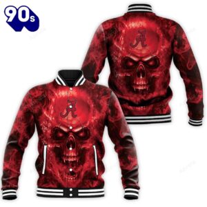 Alabama Crimson Tide Skull Baseball Jacket