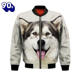 Alaskan Malamute – Unisex 3D Graphic Bomber Jacket