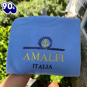 Amalfi Coast Italy Embroidered Sweatshirt…