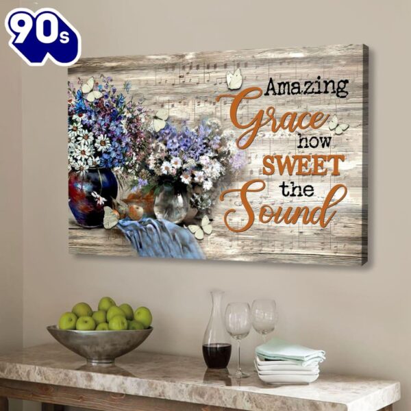 Amazing Grace Wall Art Amazing Grace How Sweet The Sound Daisy Butterfly Paintings Canvas  Gift Christmas