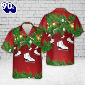 American Athletic Shoe Women’s Tricot Lined Ice Skates Christmas Hawaiian Shirt