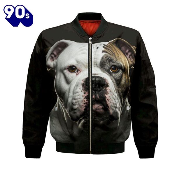 American Bulldog AI – Unisex 3D Graphic Bomber Jacket