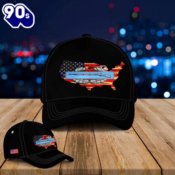 American flag with Combat Infantry Badge Baseball Cap  Gift For Veteran Day