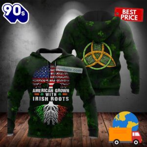 American Grown With Irish Roots Oak Tree Patrick Day Green 3D Cool Hoodie 2025