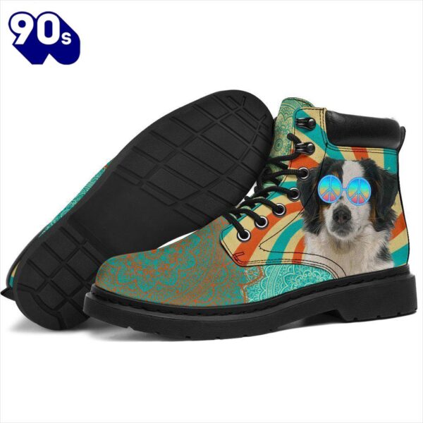 American Shepherd Dog Leather Boots Shoes Funny Hippie Style