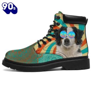 American Shepherd Dog Leather Boots Shoes Funny Hippie Style