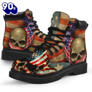 American Skull Leather Boots American…