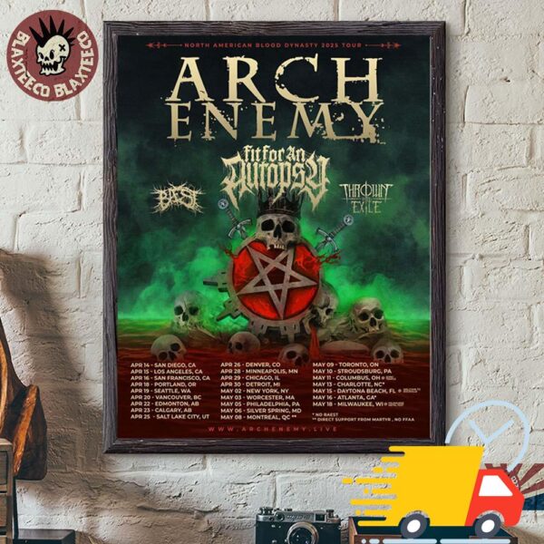 Arch Enemy North American Blood Dynasty 2025 Tour Cities Dates Canvas