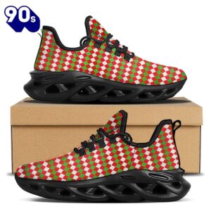 Argyle Christmas Themed Print Pattern Black Max Soul Shoes