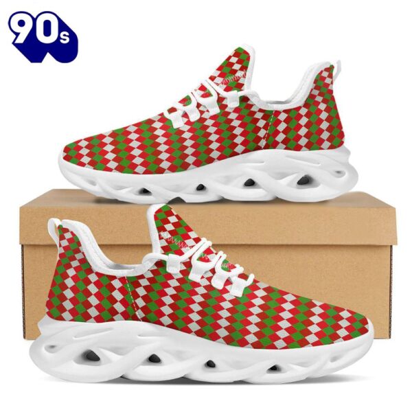 Argyle Christmas Themed Print Pattern White Max Soul Shoes