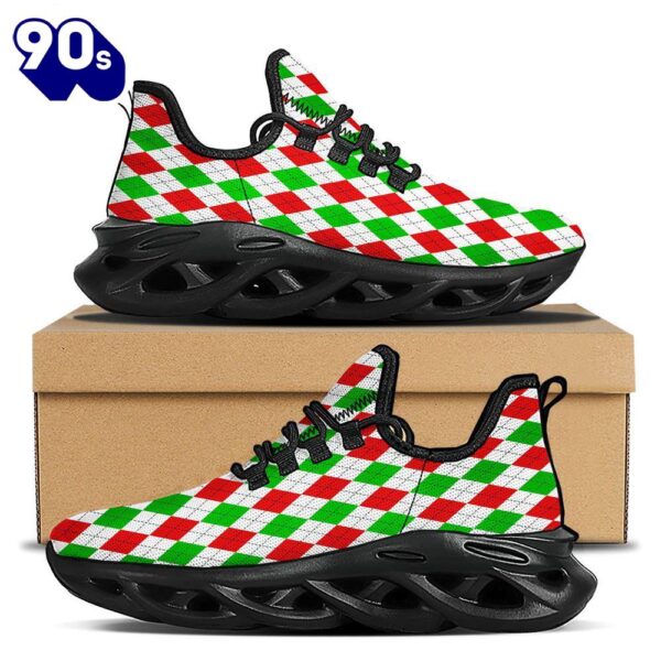 Argyle Merry Christmas Print Pattern Black Max Soul Shoes