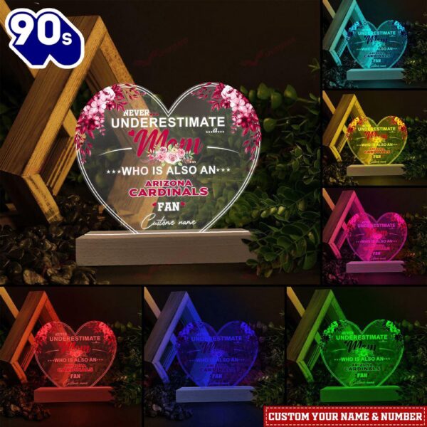 Arizona Cardinals NFL Personalized 3D Led Light Gift For Mom  – Christmas Night Light