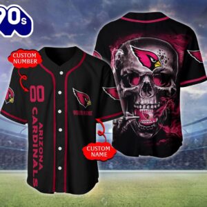 Arizona Cardinals NFL Skull Logo Personalized Baseball Jersey