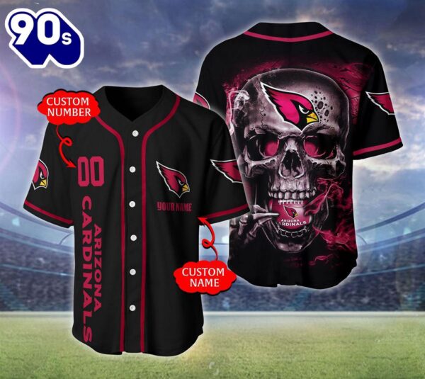 Arizona Cardinals NFL Skull Logo Personalized Baseball Jersey