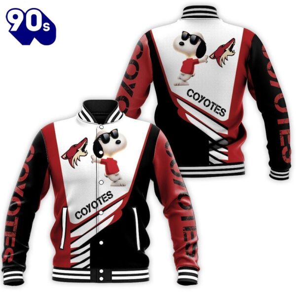 Arizona Coyotes Snoopy For Fans 3D Baseball Jacket