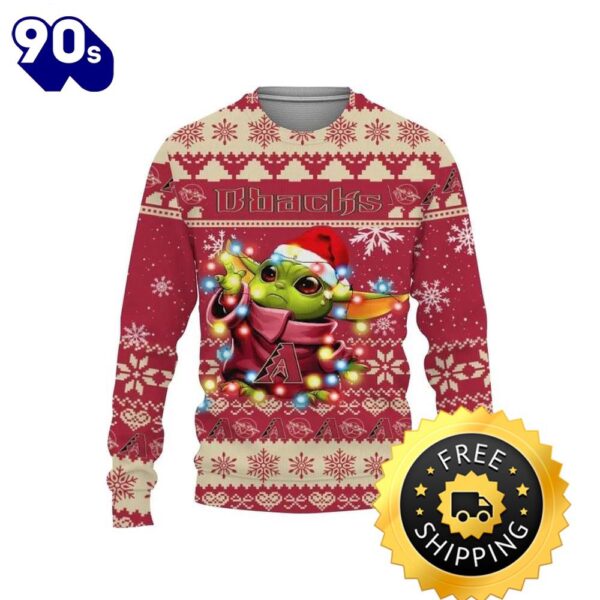 Arizona Diamondbacks Baby Yoda Star Wars Sports Ugly Christmas Sweater, Arizona Diamondbacks Ugly Sweater, MLB Christmas Sweater