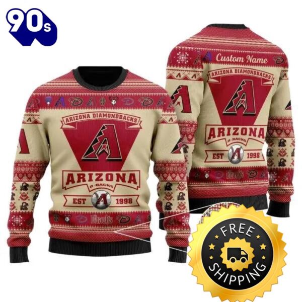 Arizona Diamondbacks Est 1988 Custom MLB Christmas Ugly Sweater, Arizona Diamondbacks Ugly Sweater, MLB Christmas Sweater