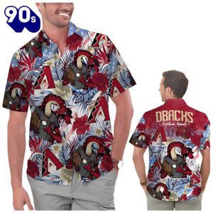 Arizona Diamondbacks Hawaiian Button Up Shirts Customizable Mascot Tropical Flower