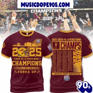 Arizona State Sun Devils 2025 Chick-Fil-A Peach Bowl Champions For Fans 3D T-Shirt