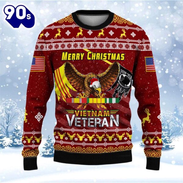 Armed Forces Army Navy Usmc Marine Air Forces Veteran Military Vva Vietnam America Soldier Ugly Sweater  Gift Veteran Christmas Sweater