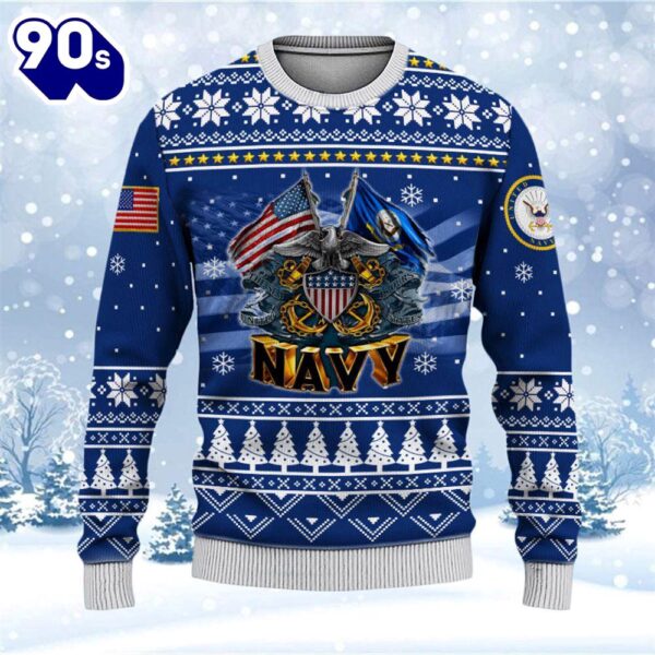 Armed Forces Navy Veteran Military Soldier Ugly Sweater 3D  Gift Veteran Christmas Sweater